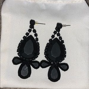 Black long stud earrings